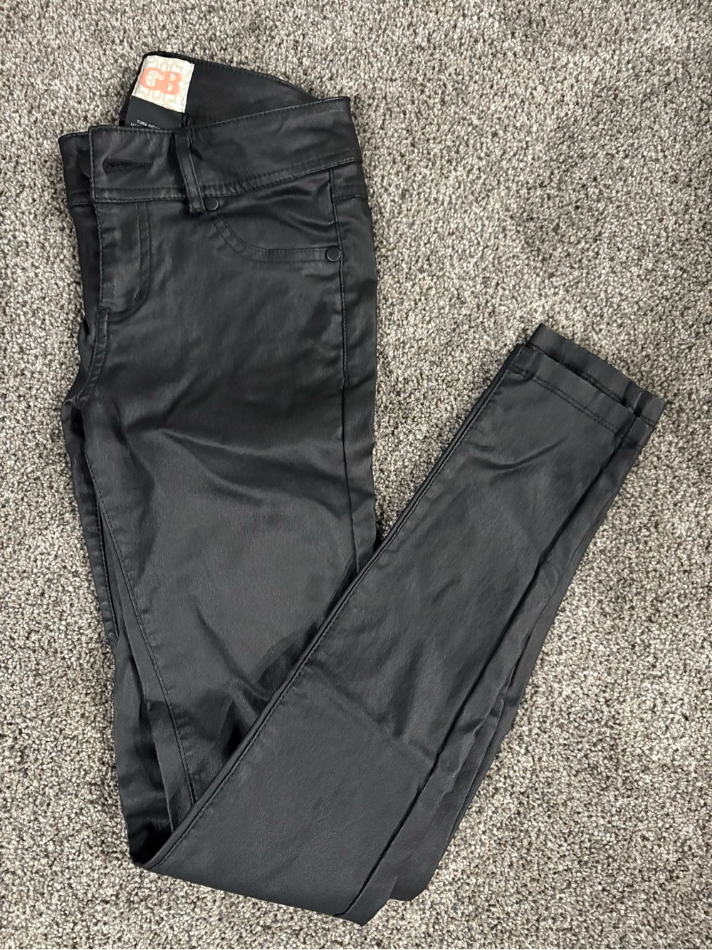 Gianni Bini Black Coated Skinny Jeans (Pleather)